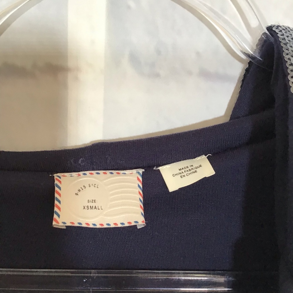 Anthropologie Postmark‎ Blue/ Silver Hooded Sequin Sweat Jacket Sz. XS - Picture 5 of 7